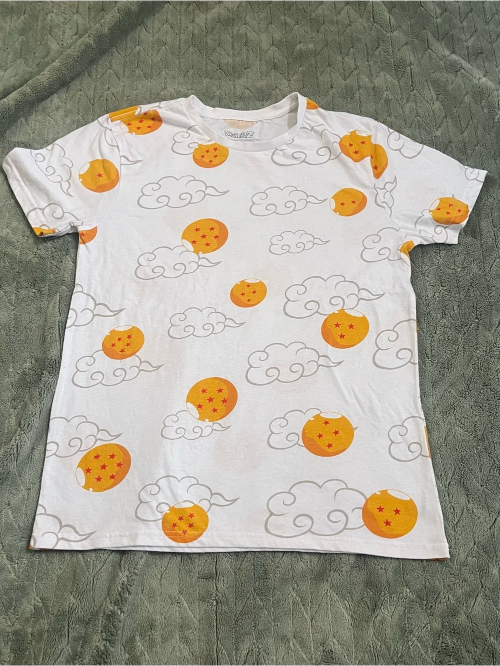 White Short-Sleeve Graphic Tee with Orange Star Orbs - Unbranded